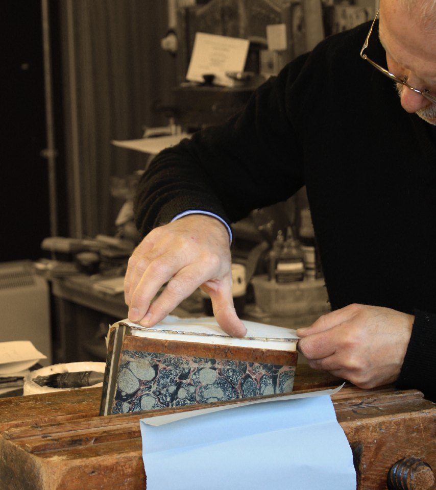 Barry Brignell demonstrating leather reback